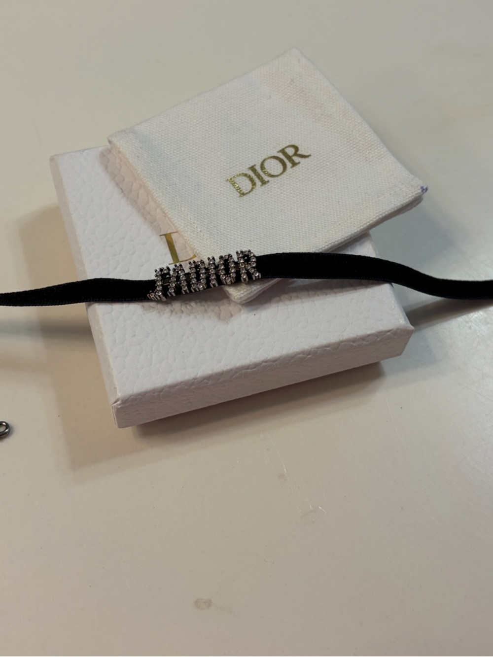 Dior Black Velvet Choker with Crystal Accent